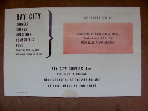 Vintage Bay City Shovel Cranes Excavator Sales Brochure Fold Out Type.