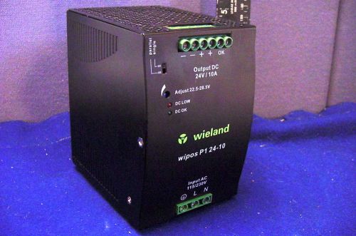 10 AMP- 24VDC DUAL SWITCHING POWER SUPPLY W/MOUNT FROM WIELAND  - WIPOS P1 24-10