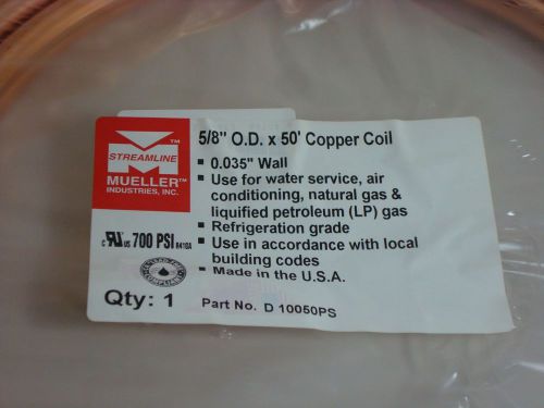 Mueller 5/8-in o.d. x approximately 50ft coil copper pipe for sale