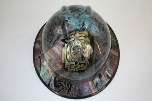 New custom msa v-gard (full brim) hard hat w/fas-trac ratchet steam punk for sale