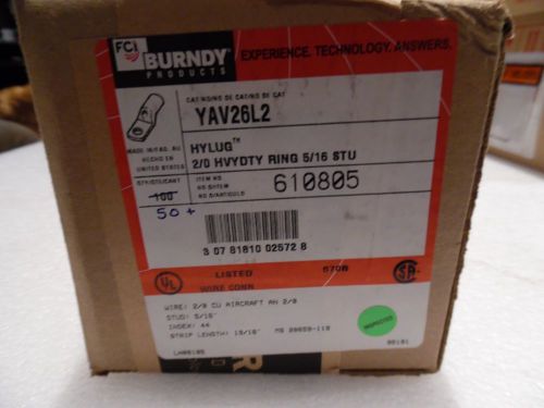 Burndy YAV26L2 Copper Compression Lug 5/16 Stud AN 2/0 Flex 2/0 CU New lot of 50