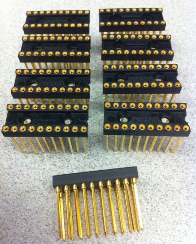 Lot of 9 Augat Wire Wrap 20-pin IC DIP Sockets 0.3 inch Gold Plated - 9 pcs New