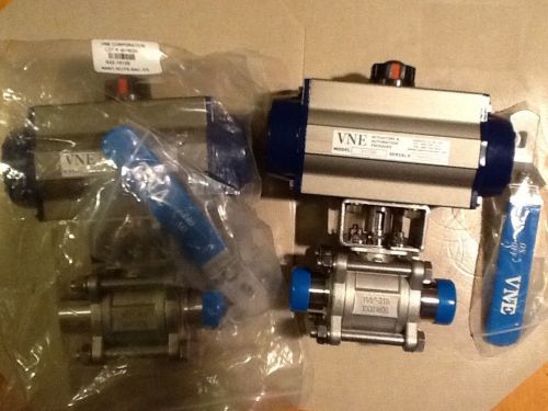 Lot of (2) 1 1/2 3piece Actuated VNE Ball Valves Butt Weld Connnections