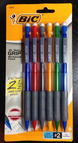 2 - NEW BIC MECHANICAL PENCILS 6 PACK 0.7MM COMFORT GRIP #2 PENCILS! MUST SEE!