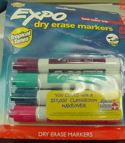 EXPO Dry Erase Markers 4 Pack Tropical Tones Chisel Tip #1736693