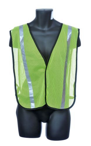 Premium Green Mesh Safety Vest w/ High Visibility Silver Neon Stripe ONE SIZE