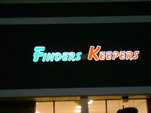 business signage FINDERS KEEPERS Channel Letters 11&#039; Raceway Lighted w/ Ballast