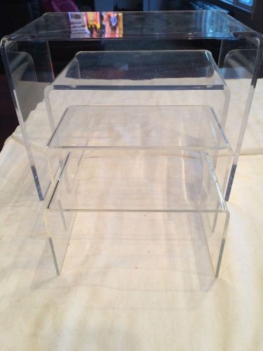 Set of 4 Acrylic Clear Riser 10&#034; 8&#034; 7&#034; 6&#034; Stand  Display