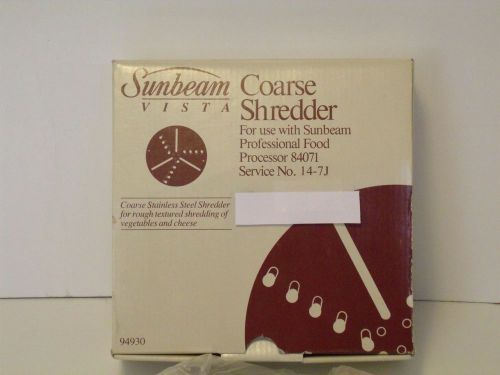 Sunbeam vista Coarse stailess steel Shredder disc for Model 84071 Food processor