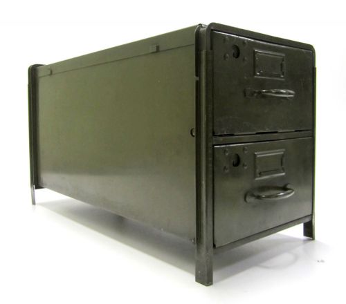 Vintage Yawman&amp;Erbe Two(2)Drawer Green Metal/Steel Industrial Card File Cabinet