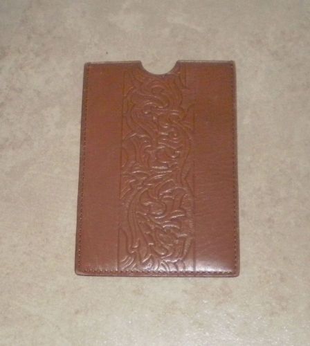 LEVENGER Pocket Index Card Holder??? 5 1/4&#034;x3 1/2&#034;, Light Brown Embossed Leather