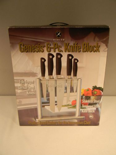 6-Piece Mercer Genesis Steel Forged Knife Block Set Professional Chef Kitchen