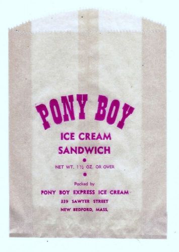 7 Pony Boy Ice Cream Sandwich Bags Pony Express Ice Cream Co Nrw Bedford, Mass.