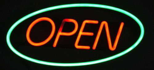 LED &#034;OPEN&#034; Hanging Sign by Mystiglo-Bright Red &amp; Green Lights-12.5&#034;x27&#034;x2&#034;