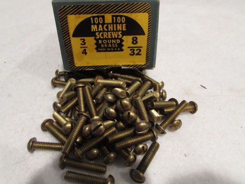 8/32 x 3/4 round head brass machine screws 100pkg. for sale