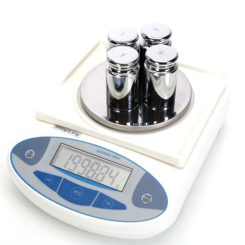 3000g/0.01g Digital Balance Laboratory Counting Scale + Calibration Weight