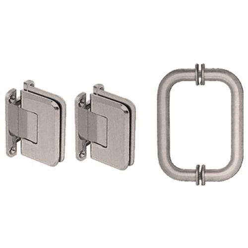 CRL Brushed Nickel Pinnacle Shower Pull and Hinge Set