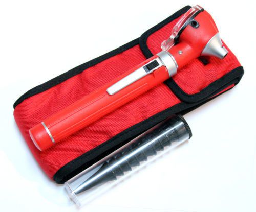Red mini otoscope pocket fiber optic medical diagnostic for sale