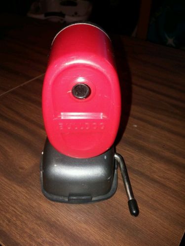 Red boston bulldog vacuum-mount pencil sharpener - gray metal base for sale