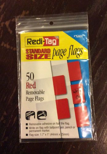 Redi-Tag 76801 Standard Size Page Flags - Red 1.7&#034; X 1&#034;