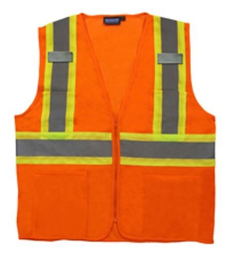 ERB CLASS 2  Orange Safety Vest Zipper  2 tone  M-5X  ANSI/ISEA APPROVED