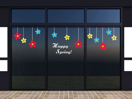 Elegant Happy Spring Decoration Decals for windows or wall.