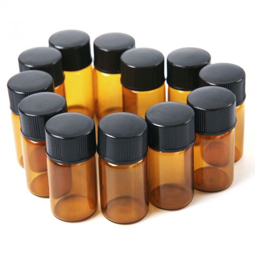 New Mini 12 pcs 2mL Amber Glass Essential Oil Bottle Orifice Reducer &amp; cap
