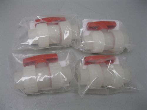 Lot (4) 3/4&#034; orion whiteline polypropylene socket end ball valve new d1 (1607) for sale