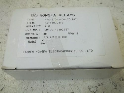 LOT OF 2 HONGFA HFS15/D-240A10Z SOLID STATE RELAY *USED*