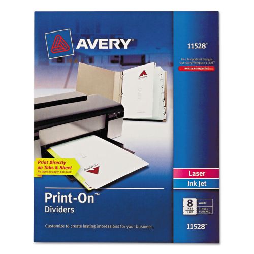 Print-On Dividers, 8-Tab, 3-Hole Punched, 8-1/2 x 11, White, 1/Pack