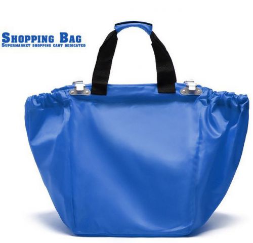 Blue Color Supermarket Reusable Shopping Grocery Hand Bag Trolley Clip
