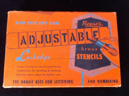 Vintage Brass REESE&#039;S INTERLOCKING ADJUSTABLE STENCILS w/ Original Box 50 pieces