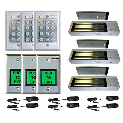 Fpc-5124 3 door access control 1200lbs electromagnetic lock with outdoor keypad for sale