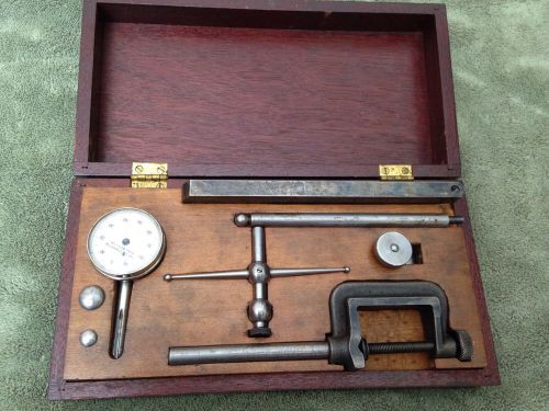 Vintage L.S. Starrett Co Univ. Dial Test Indicator Complete Set In Wood Box