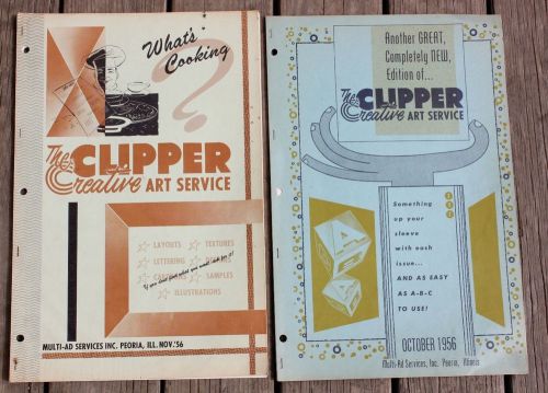 2 Vintage CLIPPER Creative Art Dynamic Graphics Graphic Design Clip Art 50s 1956