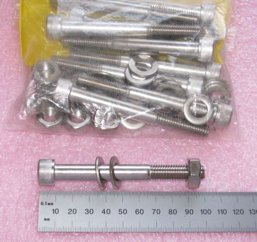 (10) sets of m10 x 100mm 18-8 ss cap screws + washers and nuts new for sale