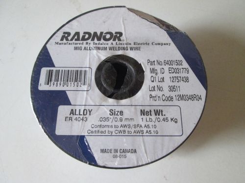 Radnor Al welding wire .035 1 lb spool ER 4043 alloy
