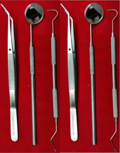Set of 2 instrument basic dental set mirror explorer college plier german grade for sale