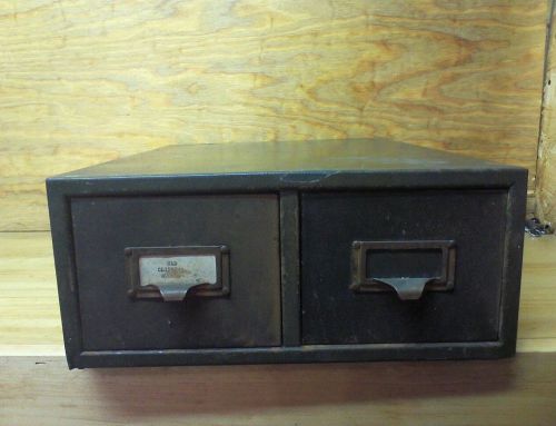 VINTAGE STEEL DOUBLE DRAWER FILING CABINET MILITARY GREEN
