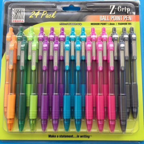 Zebra Pen 24 Pack Z-Grip Retractable Ballpoint Pens Assorted Colors