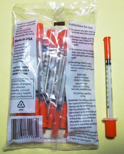 20 Reli On Sterile Single Use 29 Gauge Needle Syringes