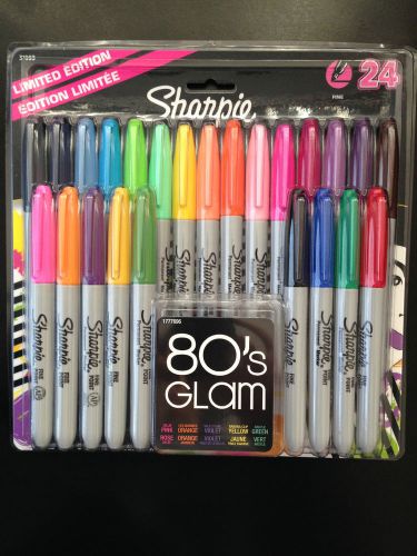 Sharpie Permanent Markers Fine Point 80&#039;s Glam 24-pk Assorted Colors NEW