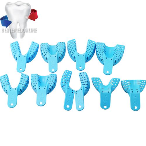 Dental 10pcs Disposable Impression Trays Color Blue full set size 1-10#