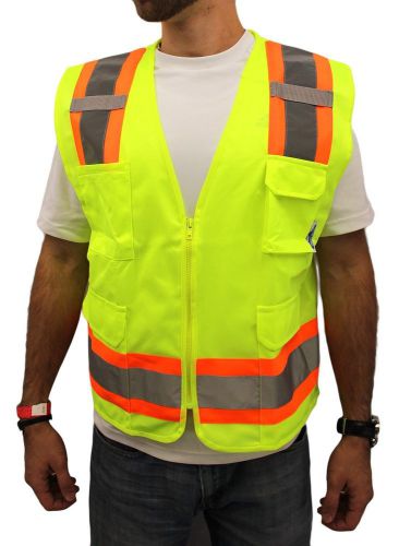 4XL HIGH VISIBILITY Surveyor Solid lime  Safety Vest, ANSI/ ISEA 107-2010