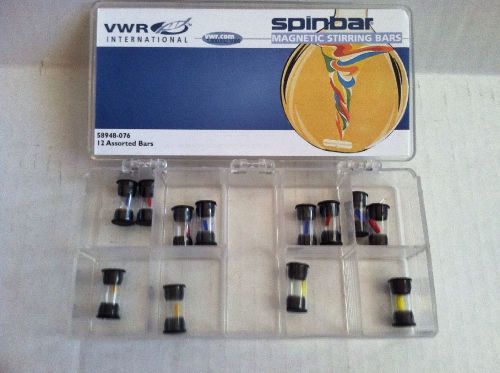 VWR  Box of Spinbar Lot of 12 Magnetic Stirring Stir Bars Various sizes