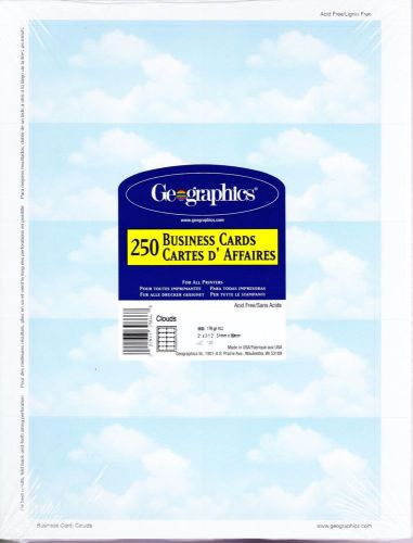 Geographics Business Cards CLOUDS Factory Sealed 250 Pack 2&#034; x 3.5&#034;