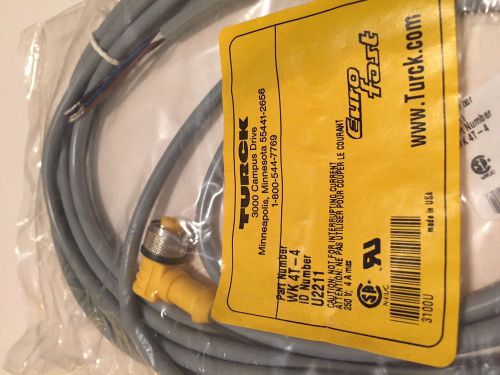 TURCK WK 4T-4 cordset, 4 pin, 3 wire, NEW, SEALED bag, 90^, 4 meter jacketed
