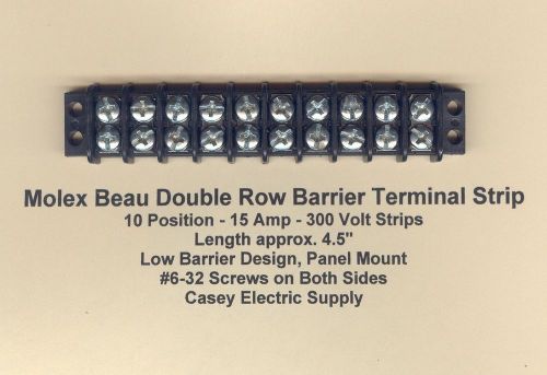MOLEX / BEAU 15 Amp Double Row Terminal Barrier Strip Block 10 Position