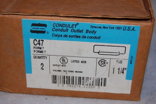2 New Crouse Hinds C47 conduit outlet box 1 1/4&#034;