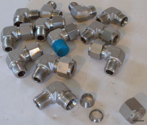 Swagelok 316 Fittings 12pc Lot RIght Angle 1/2&#034;Tube to 1/2NPT